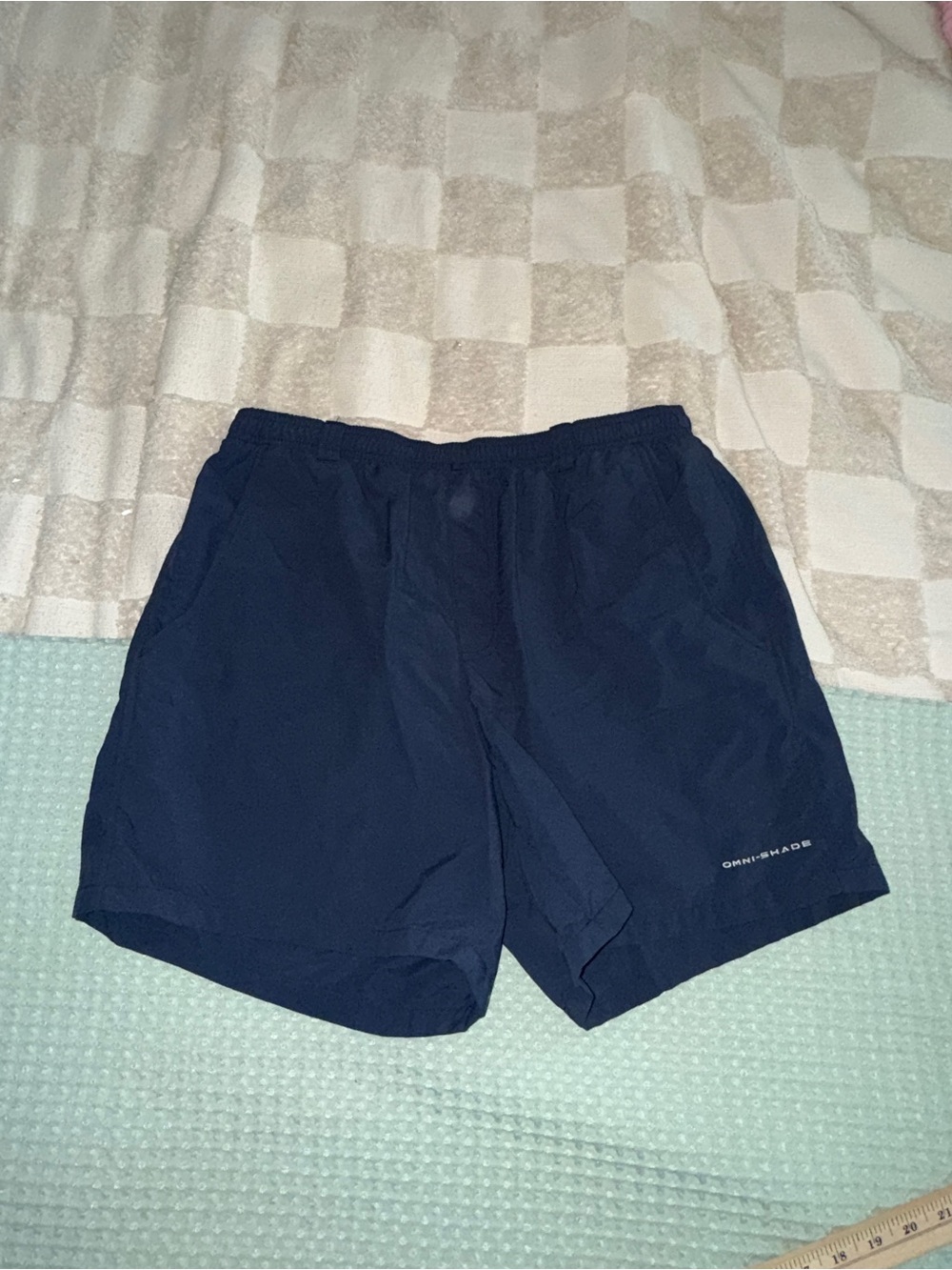 Columbia PFG Backcast Water Shorts Mens Medium Navy Blue Omni-Shade Fishing
